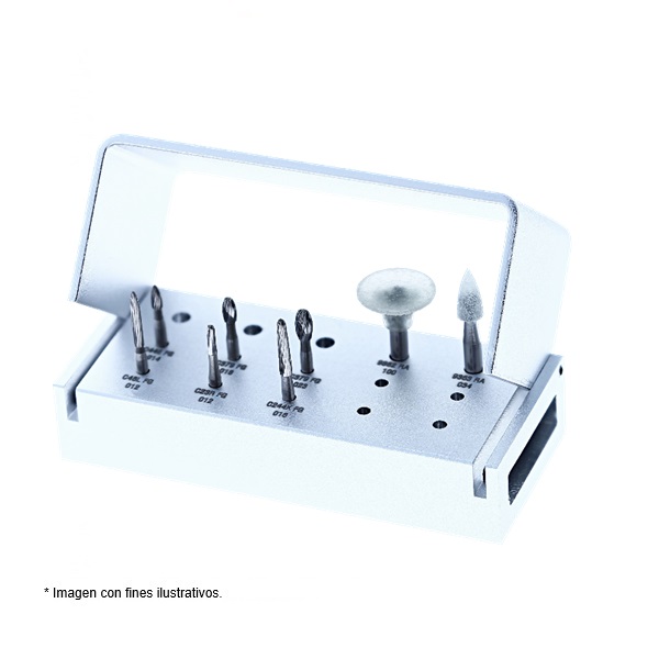 KIT FRESAS PULIDO POST ORTODONCIA 6 FRESAS + 2 PIEDRAS (8)