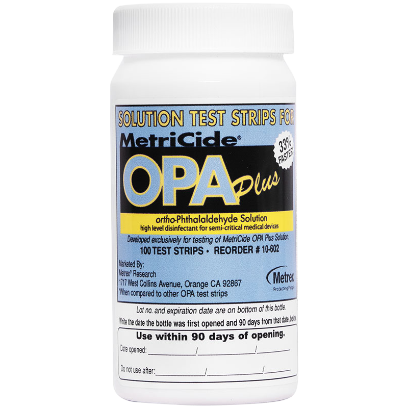 [MT 10-602] METRITEST PARA METRICIDE OPA-PLUS / 1 BOTE DE 100 TIRAS TESTIFICADORAS