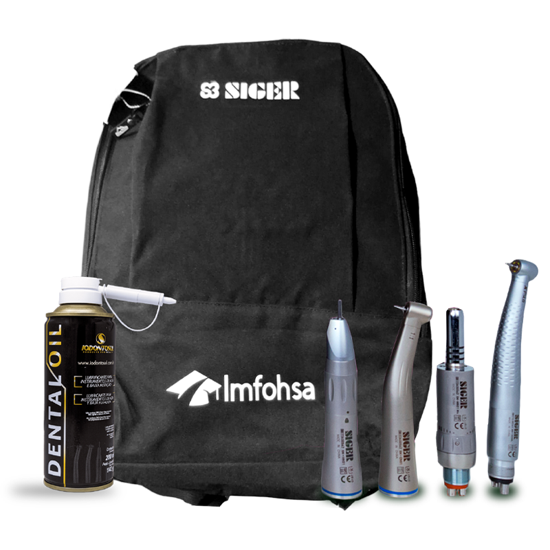 KIT ALTA Y BAJA VELOCIDAD 4 HOLES MODELO XP5LG LED + MP-530 + SPRAY + CANULA + MOCHILA