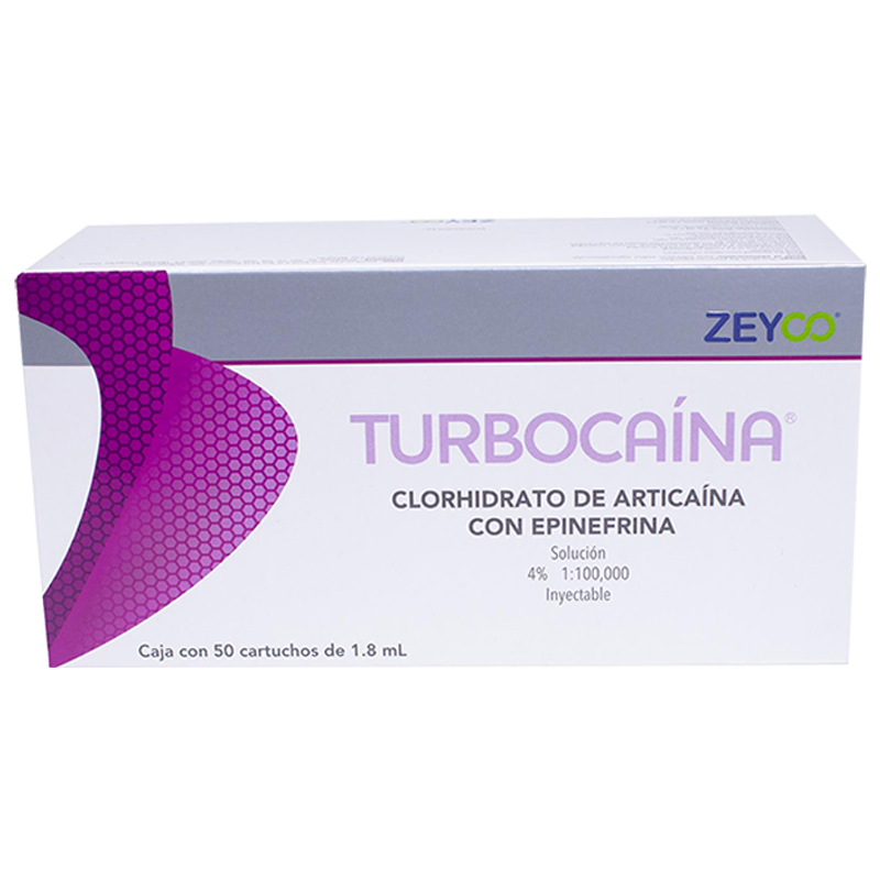 [ZY 470] ANESTESIA ARTICAINA 4% 1:100.000 ZEYCO TURBOCAINA CAJA (VIDRIO) (50)