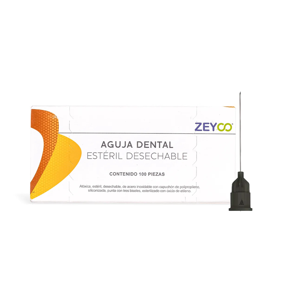 AGUJA DENTAL ZEYCO CALIBRE 27 LARGA CAJA C/100 PZAS.(0.40x36)