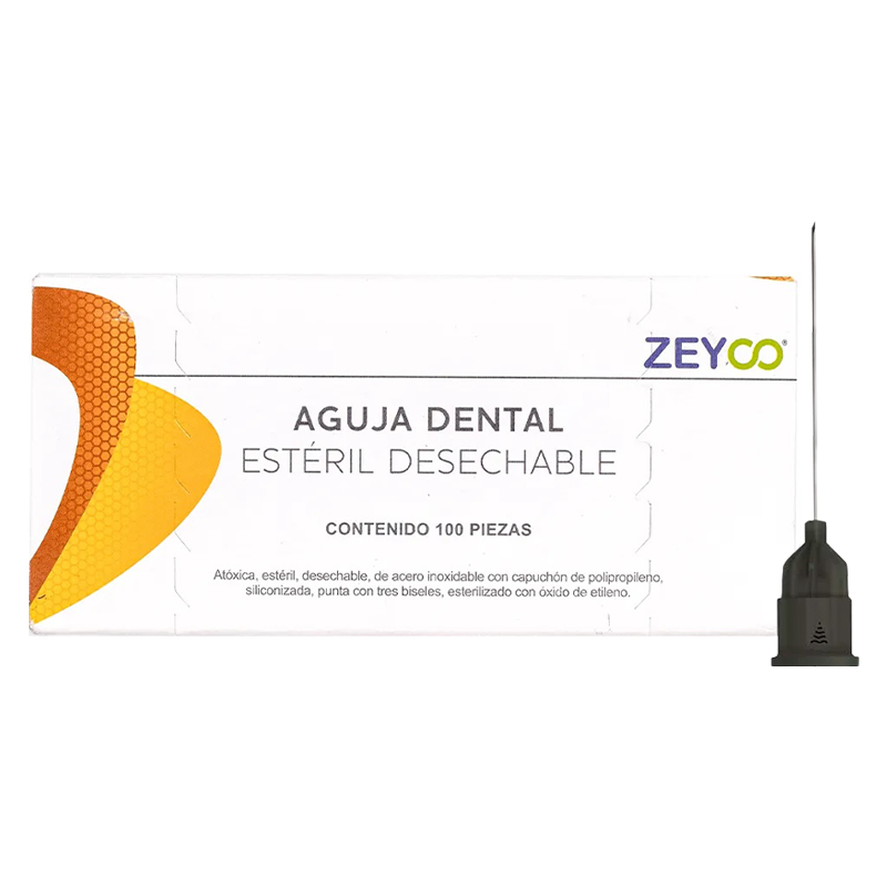 AGUJAS DENTALES ZEYCO CALIBRE 27 LARGA CAJA C/100 PZAS.(0.40x30)