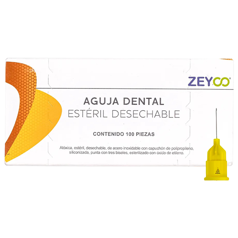 AGUJAS DENTALES ZEYCO CALIBRE 30 EXTRA CORTA CAJA C/100 PZAS. (0.30x12)