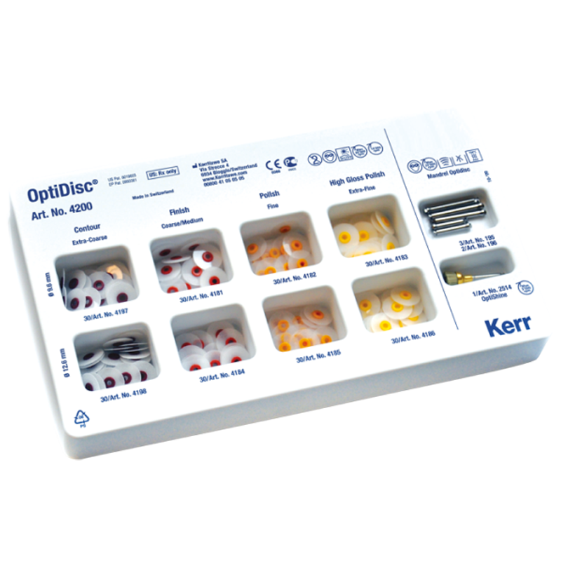 PULIDOR DE RESINA OPTIDISC KIT 9.6MM/12.6MM - 240 DISCOS , 5 MANDRILES, 1 OPTISHINE)