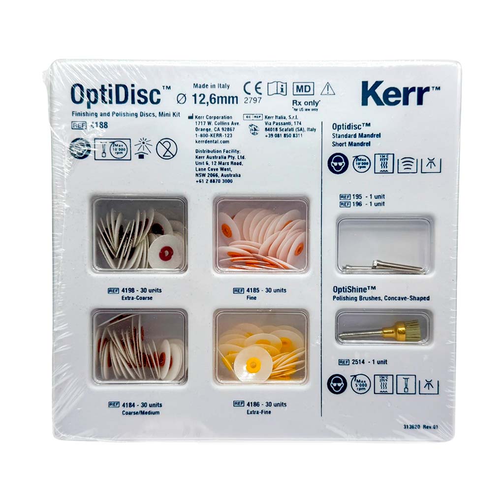 PULIDOR DE RESINA OPTIDISC KIT 12.6MM (120 DISCOS , 2 MANDRILES, 1 OPTISHINE)
