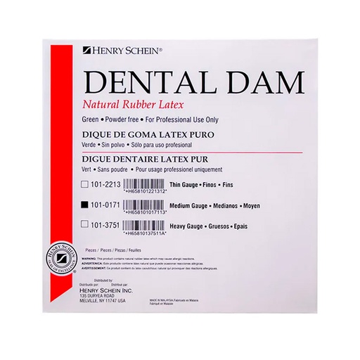 [HS 101-0171] DIQUE DE GOMA VERDE 5 X 5  MEDIUM (52 UNIDADES)