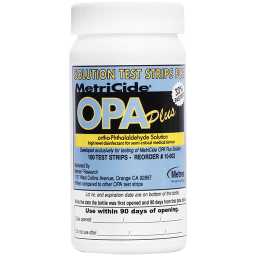 [MT 10-602] METRITEST PARA METRICIDE OPA-PLUS / 1 BOTE DE 100 TIRAS TESTIFICADORAS