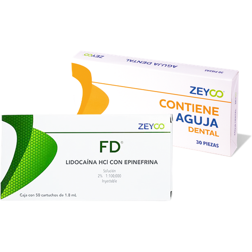 [ZY 401-30C] ANESTESIA LIDOCAÍNA CAJA 2% 1:100.000 50 CARTUCHOS (POLÍMERO CRISTALINO) + AGUJA 30 CORTA ZEYCO