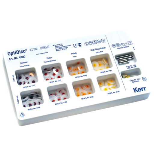 [KR 4200] PULIDOR DE RESINA OPTIDISC KIT 9.6MM/12.6MM - 240 DISCOS , 5 MANDRILES, 1 OPTISHINE)